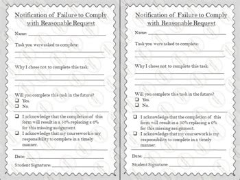 failure to comply will result in|failure to comply form.